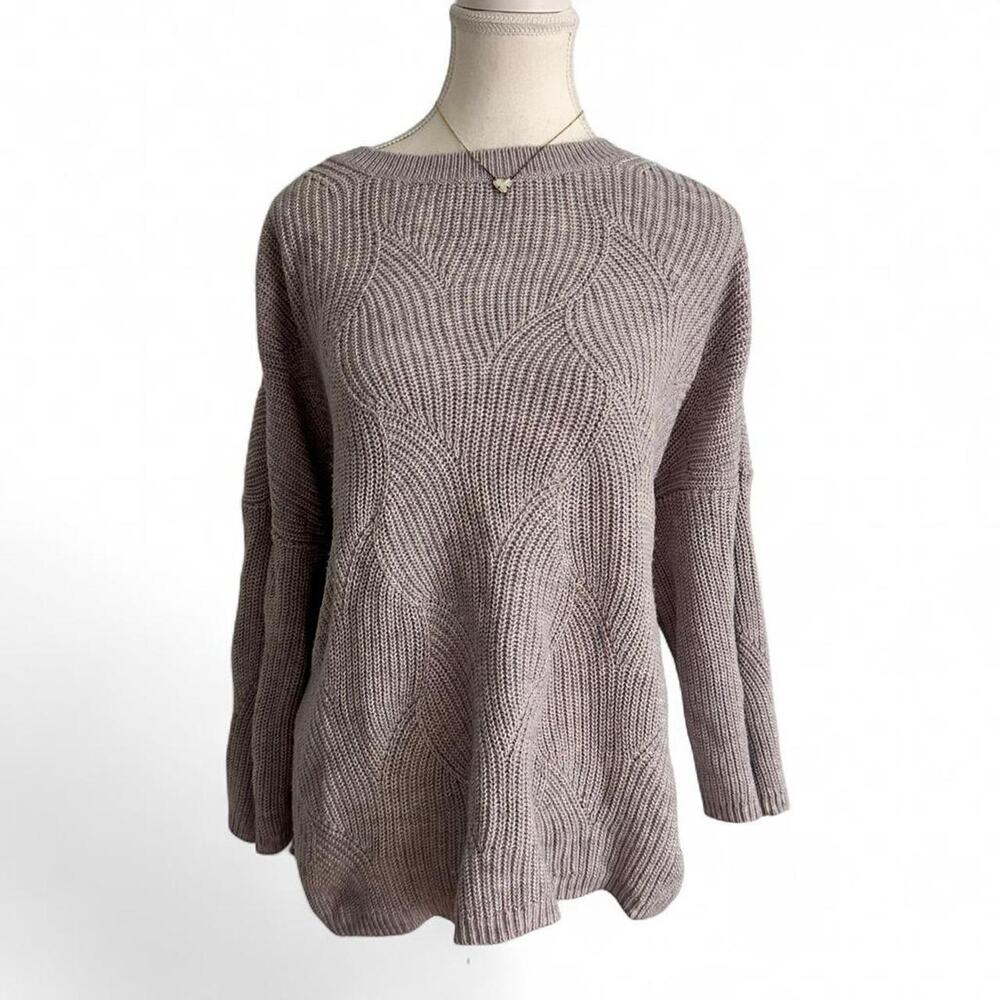 Patterned Super Light Purple - Grey Toned Cotton Knitted Sweater J. Jil Size L